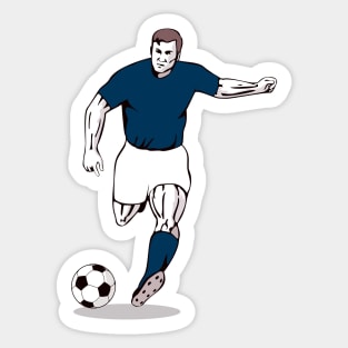 Football  Player Kicking Ball Retro Sticker
